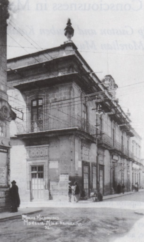 Fig. 1, Postcard showing main entrance of the Museo Michoacano, Morelia, Mexico. Estate of Philip Guston