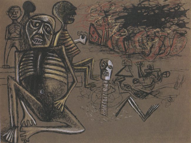 Reuben Kadish untitled from Document Famine, ink and colored pencil on paper, 9 x 12 inches, 1944, 